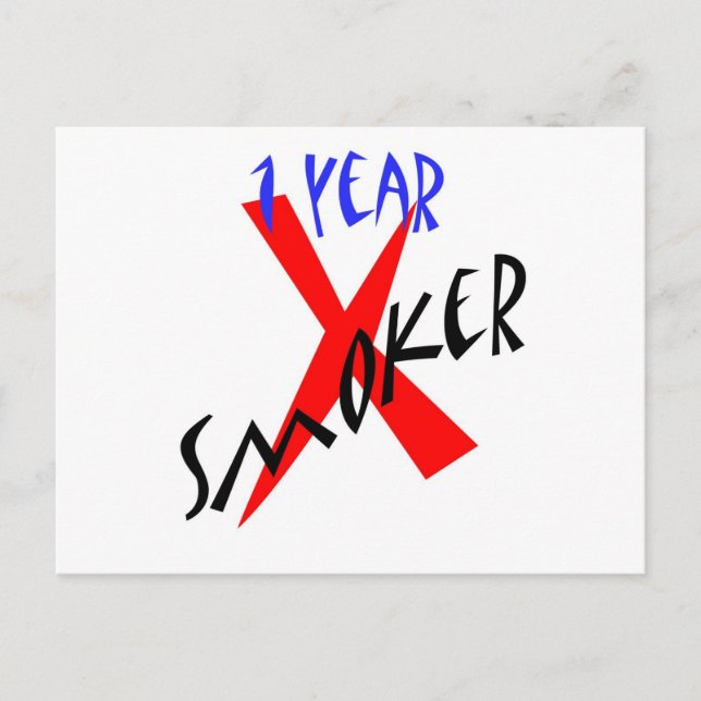 1 Jahr Roter Ex-Raucher Postkarte (Vorderseite)