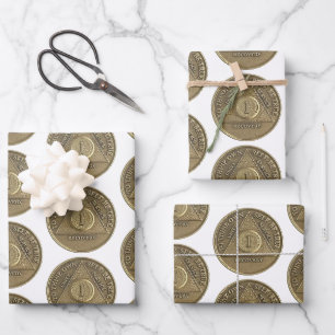1 Jahr Sober-Erholungs-Jubiläumsmünze Geschenkpapier Set