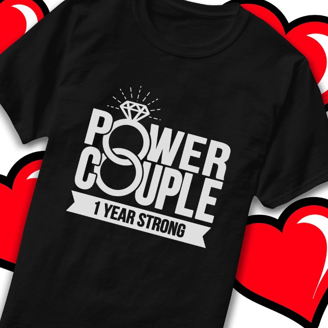 1 Jahr Starker Power Paar Niedlich 1 Jubiläum T-Shirt (Von Creator hochgeladen)