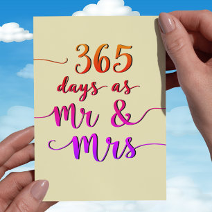 1. Jahr verheirateter Hochzeitstag 365 Tage Karte