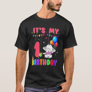 1 Jahre alt 1. Geburtstag Elefanten Jungen Phantas T-Shirt