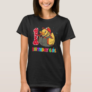 1 Jahre alt Geburtstag Niedlicher Gummi Ducky Fire T-Shirt