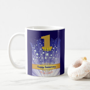 1-Jahres-Jubiläum der CUSTOM-Erholung Fett gedruck Kaffeetasse