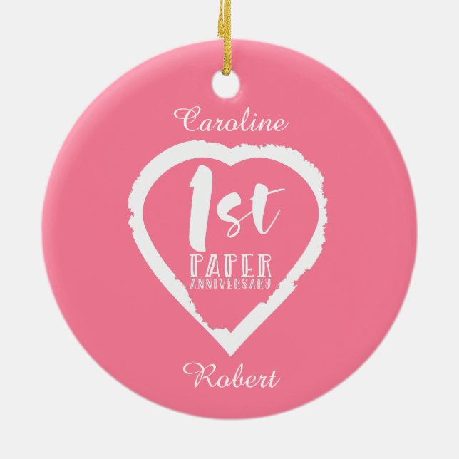 1. Jahrestag der Hochzeit Keramik Ornament (Hinten)