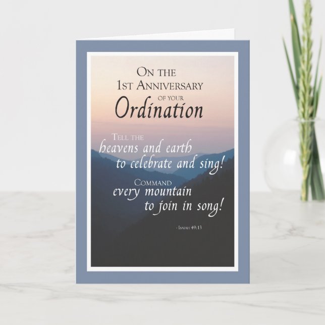 1. Jahrestag der Ordination Glückwunsch mit Karte (Vorderseite)