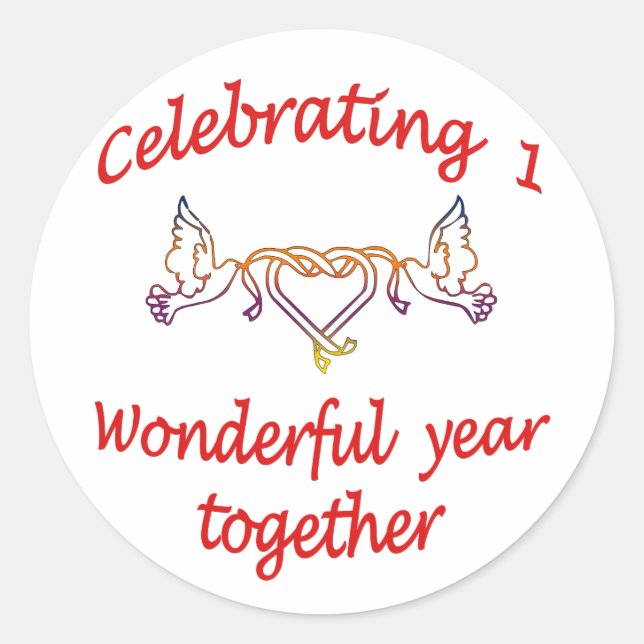 1. JAHRESTAG RUNDER AUFKLEBER (Vorderseite)