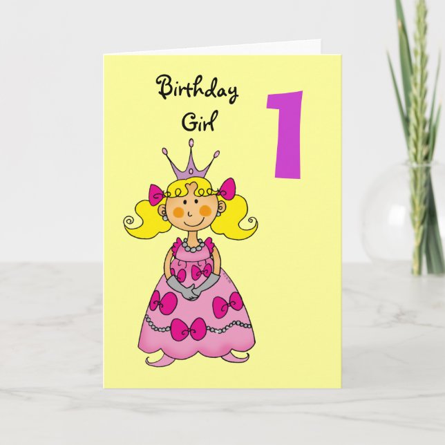 1-jährige Prinzessin (blonde Haare) Karte (Vorderseite)