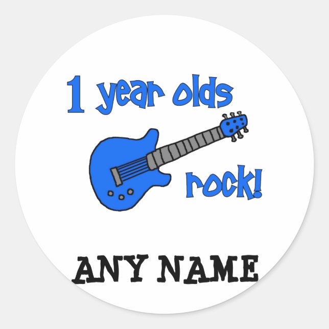 1-Jährige Rock! Personalisiertes Baby zum 1. Gebur Runder Aufkleber (Vorderseite)