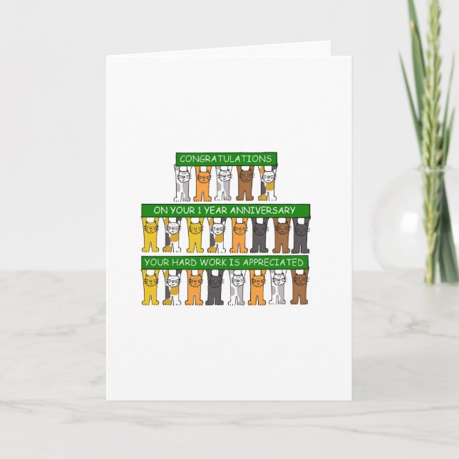 1-jähriges Arbeitsjubiläum Karte (Vorderseite)