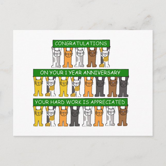 1-jähriges Arbeitsjubiläum Postkarte (Vorderseite)