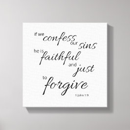1 Johannes 1:9 Leinwand Schwarz-Weiß-Druck | Verge
