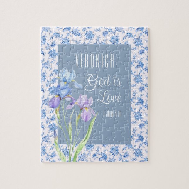 1 Johannes 4:16 Gott ist Liebe – Personalisiert Ch Puzzle (Vertikal)