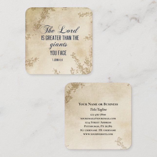 1 Johannes 4 4 Der Herr ist ein größeres inspirier Quadratische Visitenkarte (Vorne/Hinten)