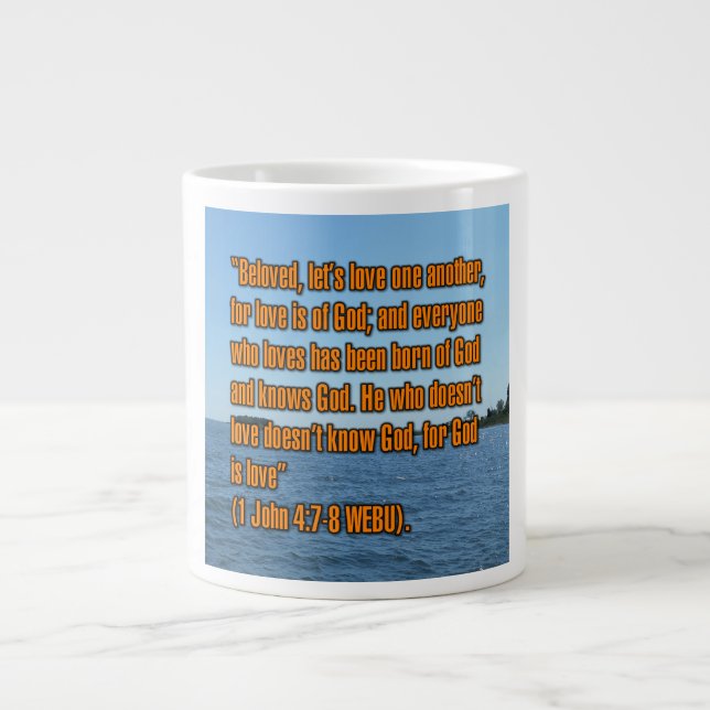 1 Johannes 4:7-8 WEBU Mug Jumbo-Tasse (Vorderseite)