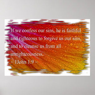 1. John 1:9 auf White Poster