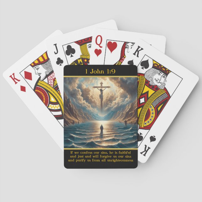 1 John 1:9 Ewiger Erretter über Wasser Spielkarten (Rückseite)