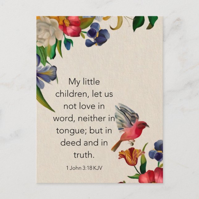 1 John 3:18 KJV Bible Verse Memory Card - Postkart Postkarte (Vorderseite)