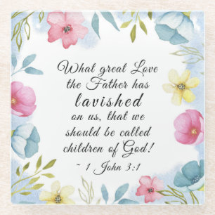 1 John 3:1 Große Liebe, die uns der Vater übergab Glasuntersetzer