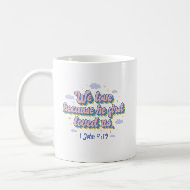 1 John 4:19 Bibelangebot Kaffeetasse (Links)
