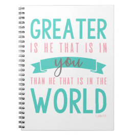 1 John 4:4 Bible Verse Christliches Notebook Notizblock