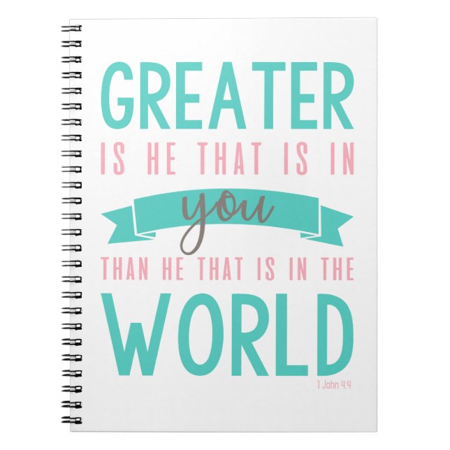 1 John 4:4 Bible Verse Christliches Notebook Notizblock (Vorderseite)