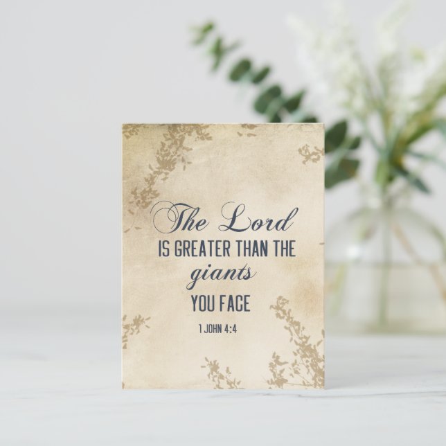 1 John 4 4 He who is in you is greater Bible Verse Postkarte (Stehend Vorderseite)