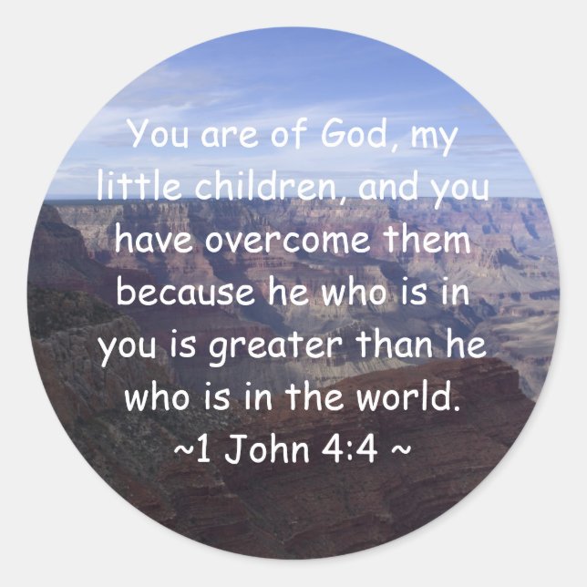 1 John 4:4 Klein Runder Aufkleber (Vorderseite)