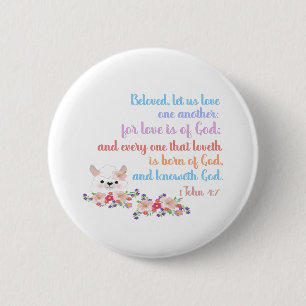 1 John 4:7 Bible Verse Regenbogentext Button