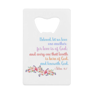 1 John 4:7 Bible Verse Regenbogentext Geldbeutel Flaschenöffner