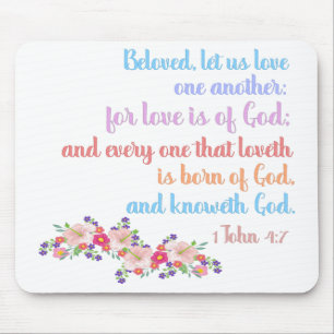 1 John 4:7 Bible Verse Regenbogentext Mousepad