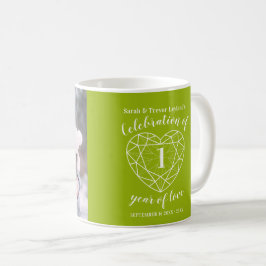 1. Jubiläum Grünes Peridot-Foto Kaffeetasse