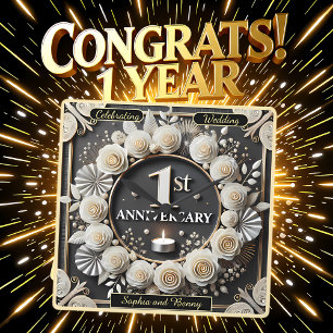 1. Jubiläum Special Meilenstein Quadratische Wanduhr