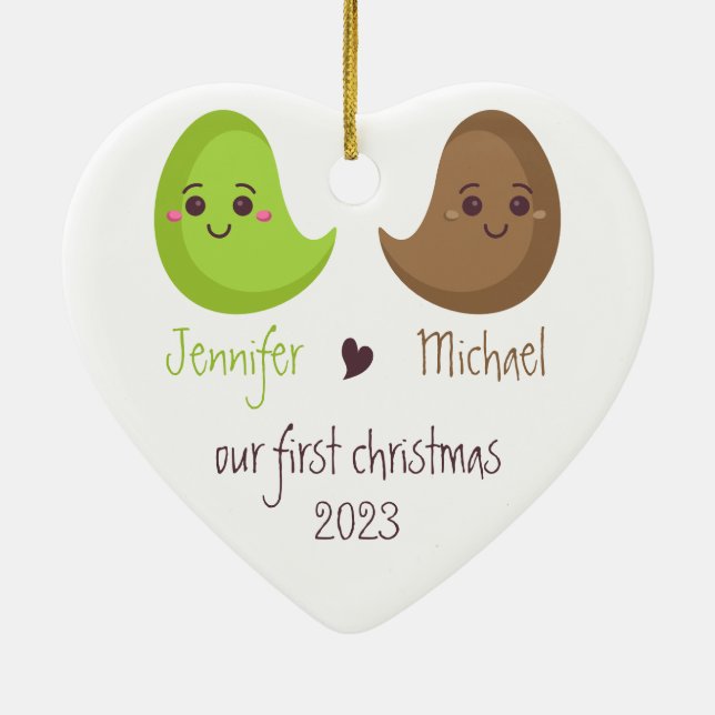 1. Jubiläum Unser erstes Weihnachtsfest Keramik Ornament (Hinten)