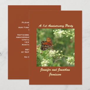 1. Jubiläumsfeier, Namen, Orange Butterfly Einladung