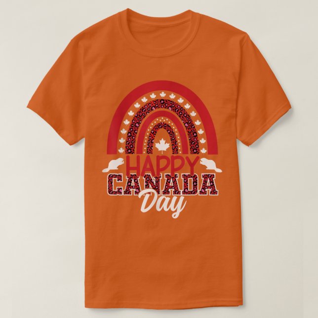 1. Juli Happy Canada Day Rainbow Niedlich Leopard  T-Shirt (Design vorne)