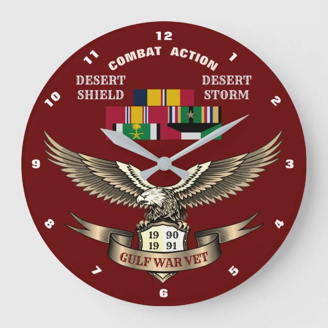 1 KAMPAGNSTAR PERSIAN GULF KRIEGSVETERANS GROßE WANDUHR (Vorderseite)