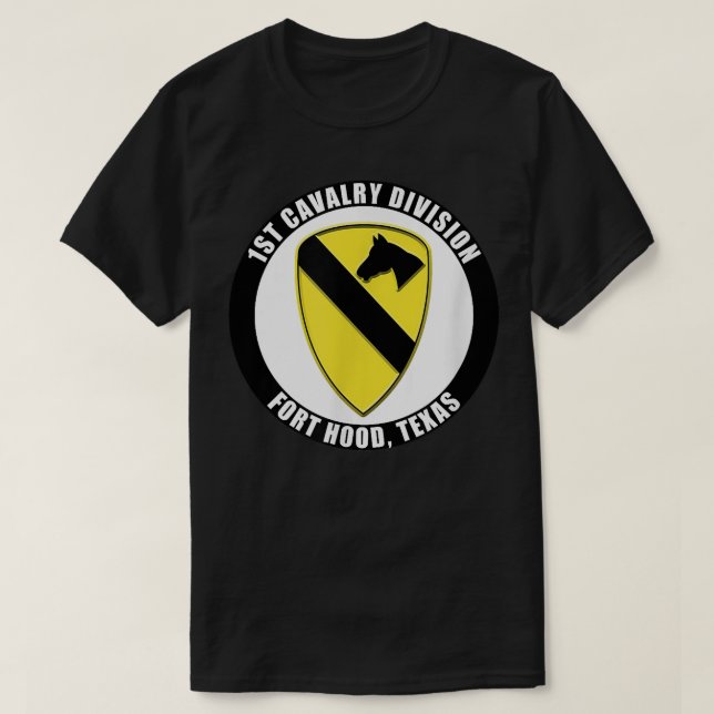 1. Kavallerieabteilung Fort Hood Texas Emblem Vete T-Shirt (Design vorne)