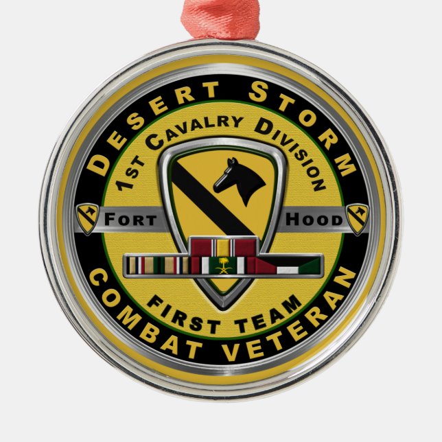 1. Kavalleriedivision Desert Storm Veteran Ornament Aus Metall (Vorne)