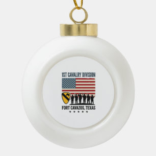 1. Kavalleriedivision Fort Hood Vintage Militär-Sh Keramik Kugel-Ornament