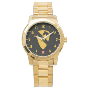 1. Kavalleriedivision Gold Stainless Steel Armbanduhr