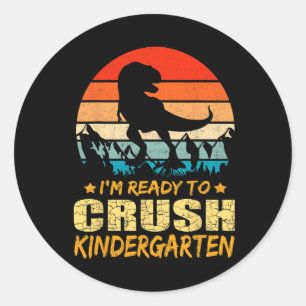 1. Kindergarten Ich bin bereit Dinosau zu zerquets Runder Aufkleber