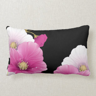 1 Kissen rosa Blumen schwarz Deko-Sets