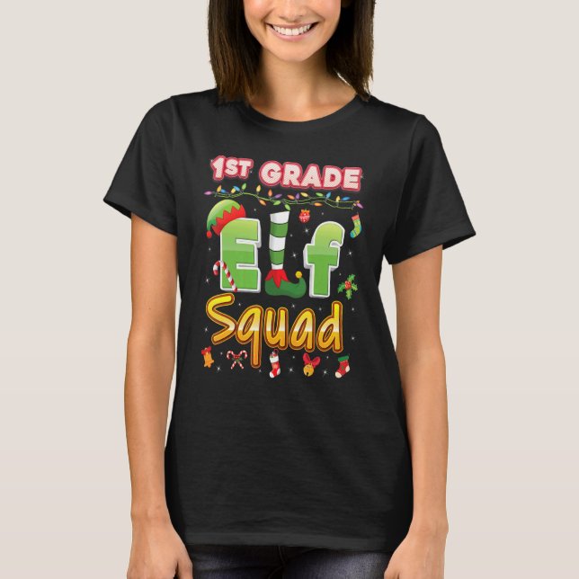1. Klasse Elf Squad Ugly Sweater Christmas First C T-Shirt (Vorderseite)
