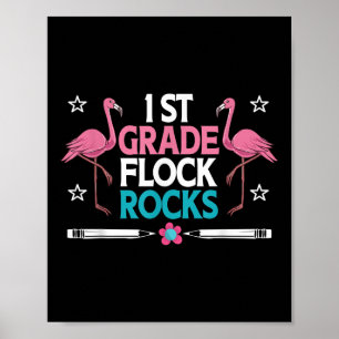1. Klasse Flock Rocks Flamingo Lehrer Student Kind Poster