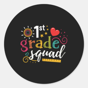1. Klasse Squad Schüler Lehrer Geschenk Zurück Zur Runder Aufkleber