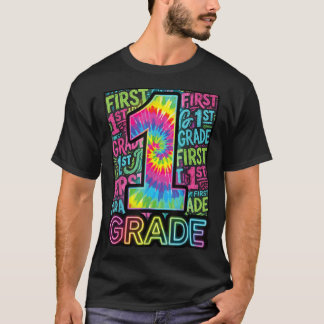 1. Klasse Tie Dye Retro Coole Bunte Zurück Zu T-Shirt