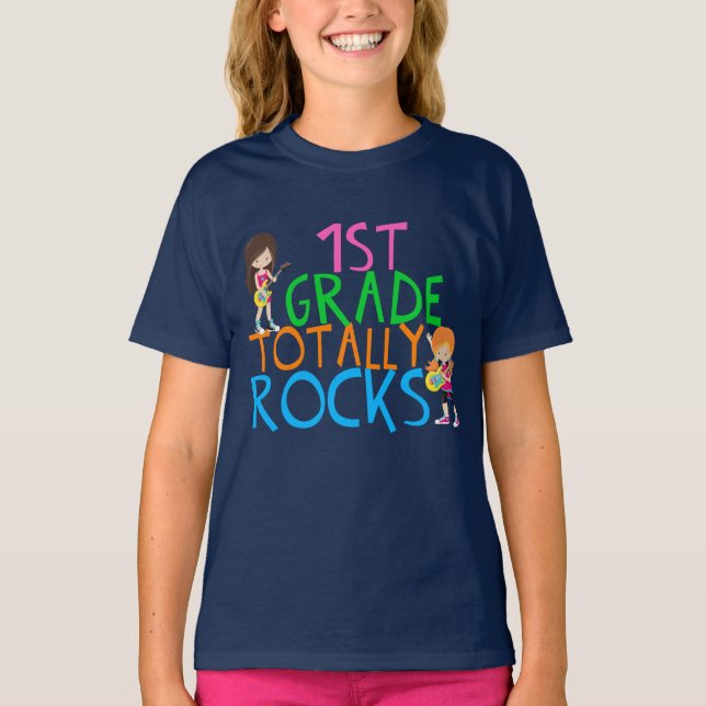 1. Klasse Totally Rocks Girls T-Shirt (Vorderseite)