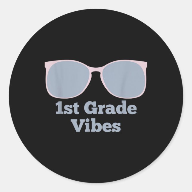 1. Klasse Vibes - Zurück zur Schule Erste Klasse E Runder Aufkleber (Vorderseite)