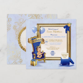 1. Königliches Blau-GoldFoto Geburtstags-Prinz-Boy Einladung