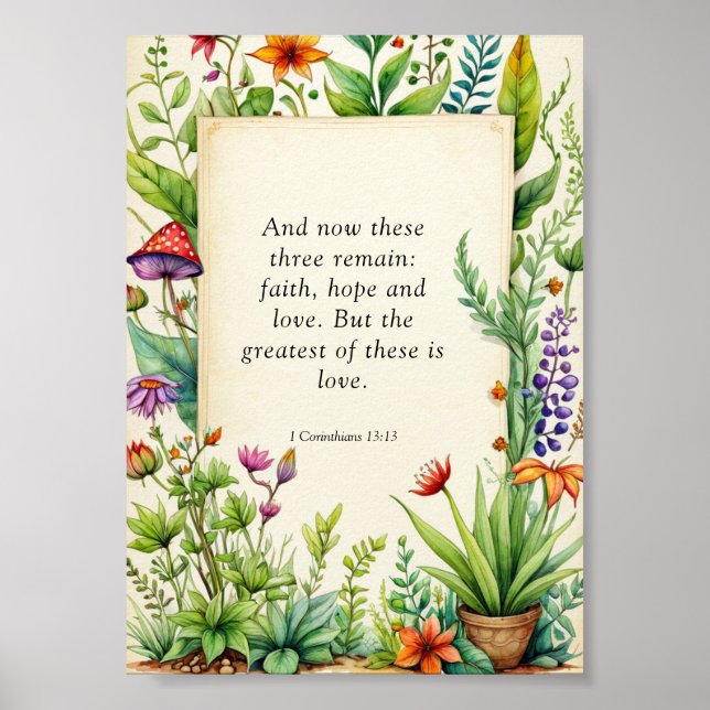 1 Korinthen 13:13 Christliches Bibelverse Poster (Vorne)